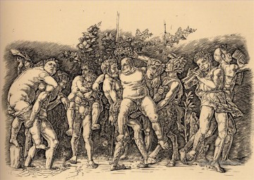  nus Tableaux - Bacchanale avec Silène Renaissance peintre Andrea Mantegna